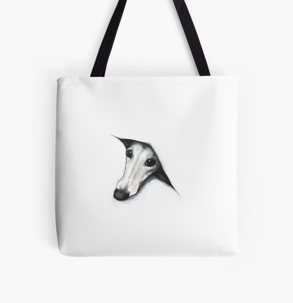 Peeping Whippet Allover-Print Tote Bag
