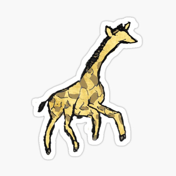 Minimalist Giraffe Ink Drawing Watercolor Sticker