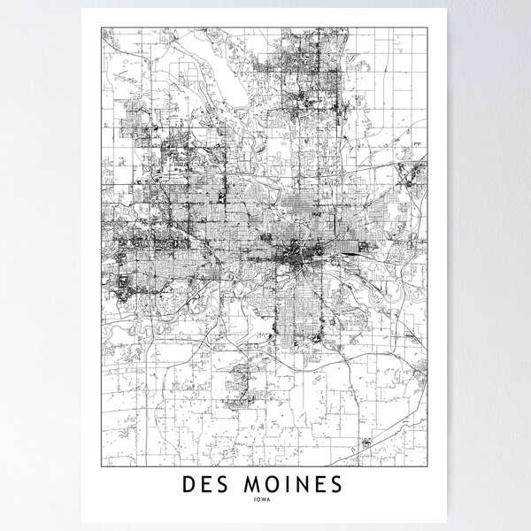 Artikel-Vorschau von Weiße Karte von Des Moines, designt und verkauft von multiplicitymap.