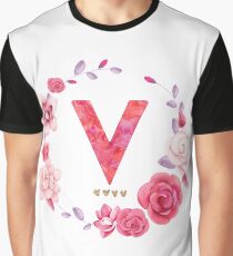 Floral Letter V Graphic T-Shirt