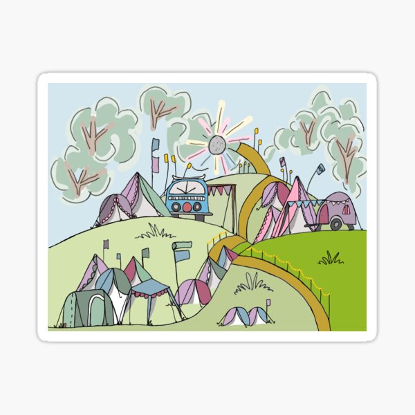 Cozy Camping Illustration I Campfire Decor I Travel Wall Art I Outdoor Artwork Sticker