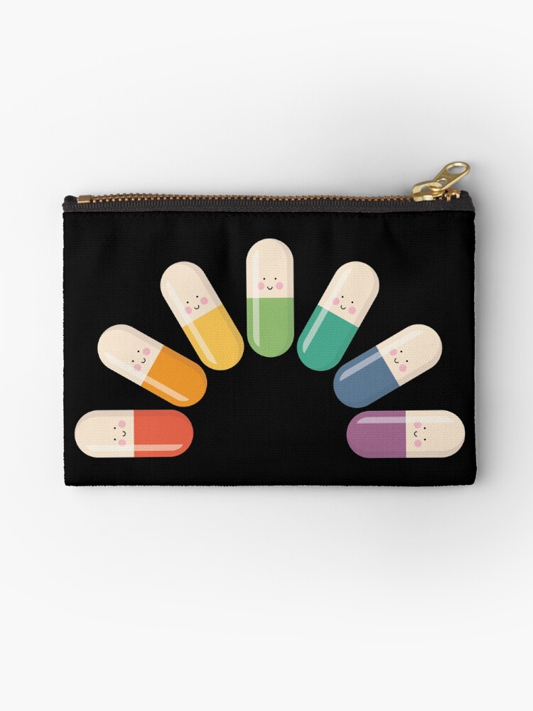Thumbnail 1 of 4, Zipper Pouch, Happy rainbow capsule pills designed and sold by Eenig.