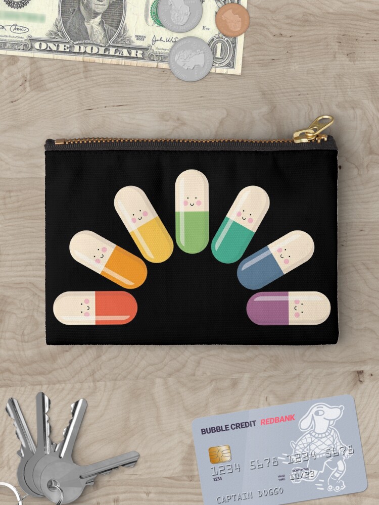 Thumbnail 3 of 4, Zipper Pouch, Happy rainbow capsule pills designed and sold by Eenig.