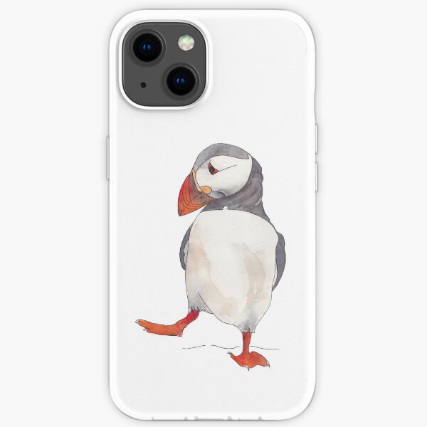 3 Dancing puffins watercolor illustration iPhone Soft Case
