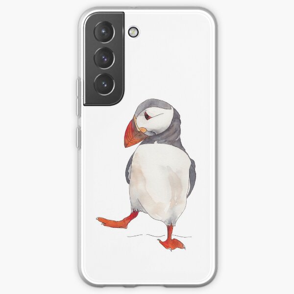 3 Dancing puffins watercolor illustration Samsung Galaxy Soft Case
