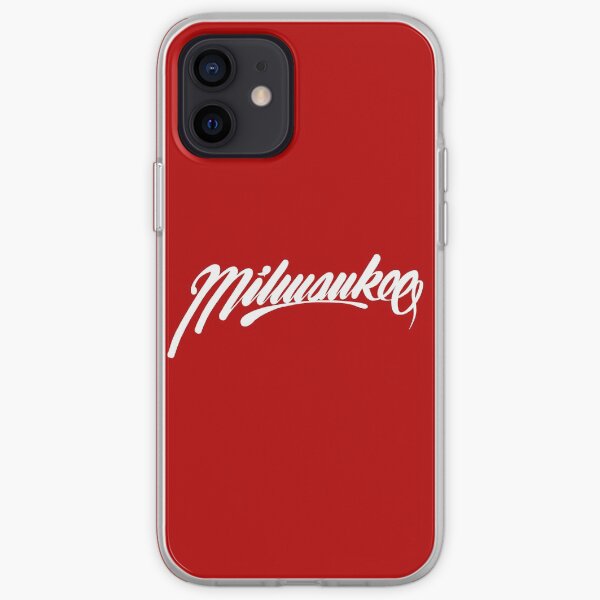 Milwaukee, WI - White on Red hand script writing design iPhone Soft Case