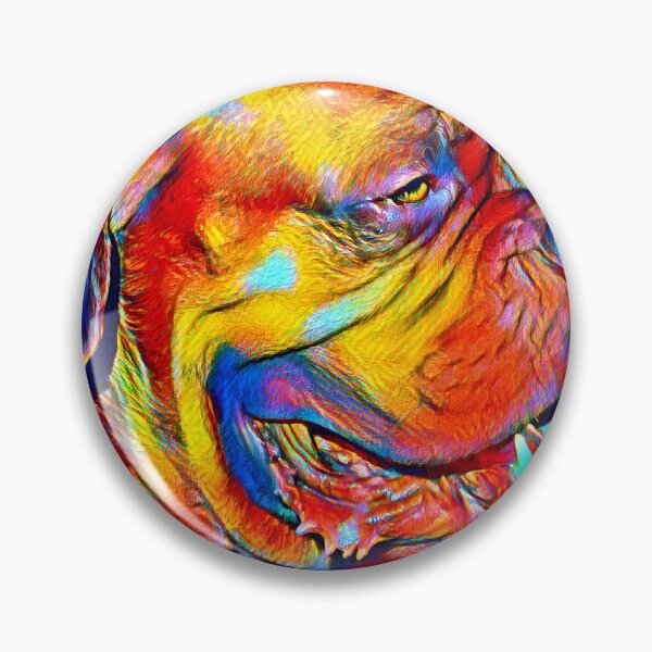 Item preview, Colorful Dogue de Bordeaux with his mouth open in blue, yellow and red designed and sold by NickoPrints.