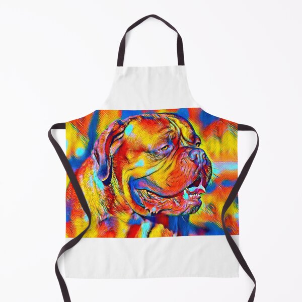Item preview, Colorful Dogue de Bordeaux with his mouth open in blue, yellow and red designed and sold by NickoPrints.