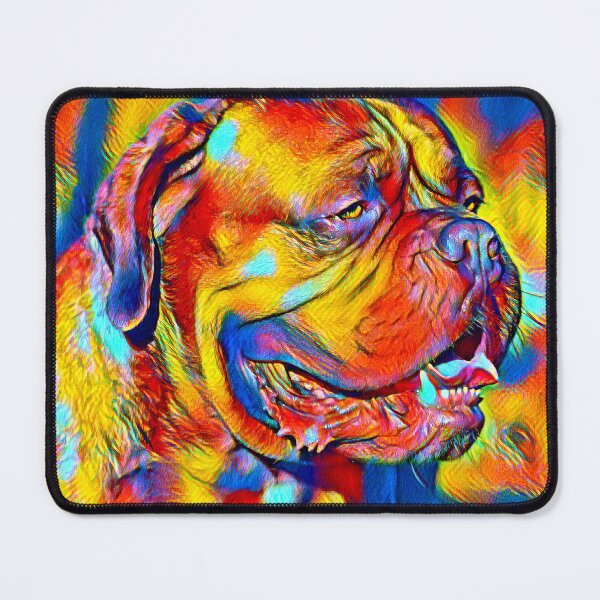 Item preview, Colorful Dogue de Bordeaux with his mouth open in blue, yellow and red designed and sold by NickoPrints.