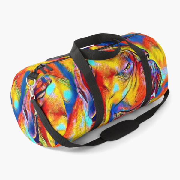 Item preview, Colorful Dogue de Bordeaux with his mouth open in blue, yellow and red designed and sold by NickoPrints.