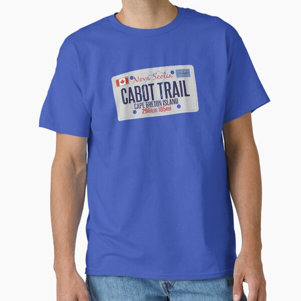 Vista previa del artículo con la obra «Cabot Trail Cape Breton Island Nova Scotia Canadá Ciclismo Motocicleta LP Pegatina Camiseta», diseñado y vendido por OuterShellUK.