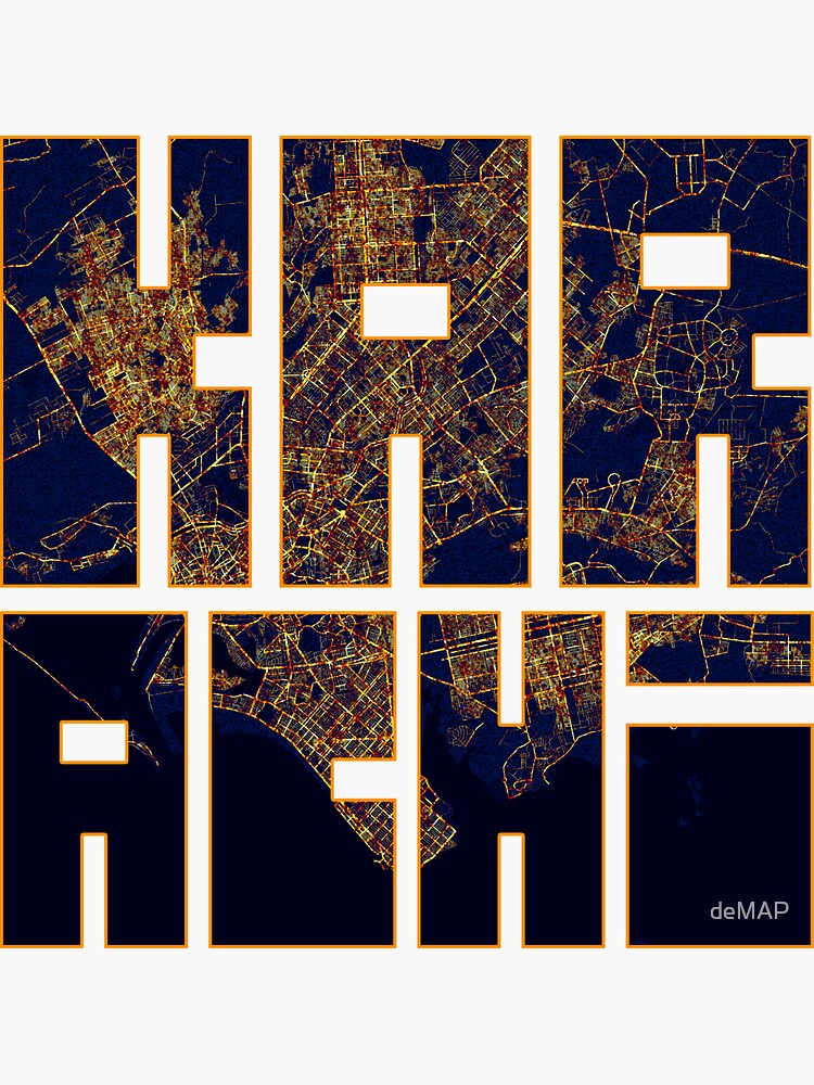 Karachi Pakistan Map City At Night Sticker For Sale By Demap Redbubble 