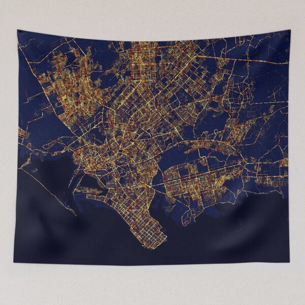 Artikelvorschau, Karachi, Pakistan Karte - Stadt bei Nacht entworfen und verkauft von deMAP.