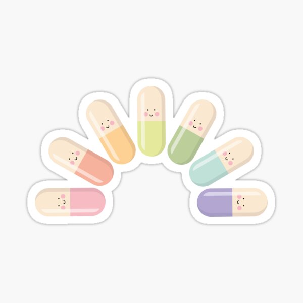 Falling cute capsule pills Sticker