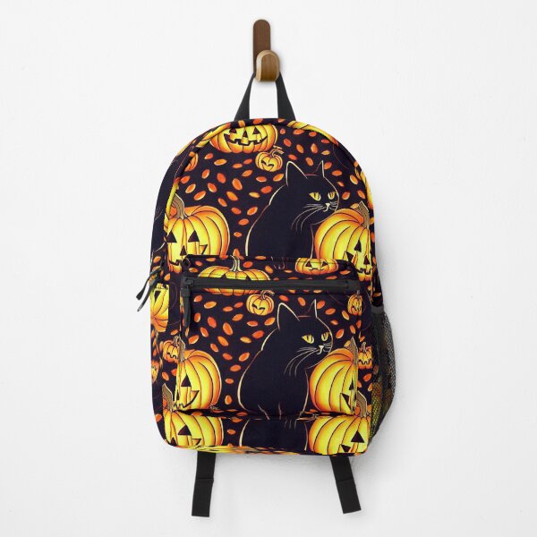Item preview, Goofy black Halloween cat and pumpkins designed and sold by arkymonart.