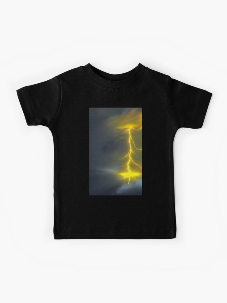 Yellow Lightning Bolt in Thunderstorm, Ai Generated Art | Kids T-Shirt
