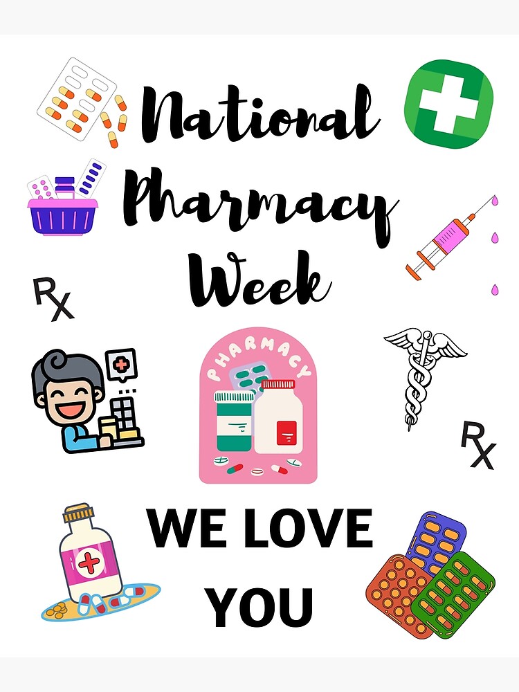 "Cool colorful National Pharmacy Week design with white background