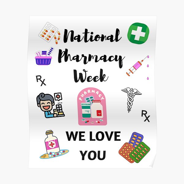 "Cool colorful National Pharmacy Week design with white background