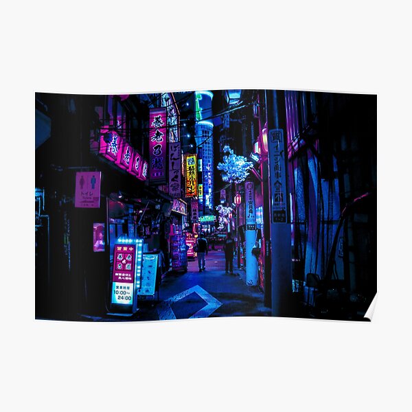 Blue Tokyo Alleys Poster