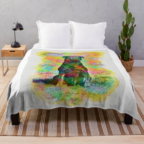 Item preview, Rottweiler dog sitting – colorful watercolor effect designed and sold by NickoPrints.