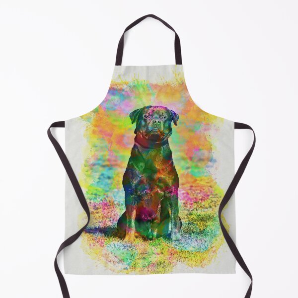 Item preview, Rottweiler dog sitting – colorful watercolor effect designed and sold by NickoPrints.