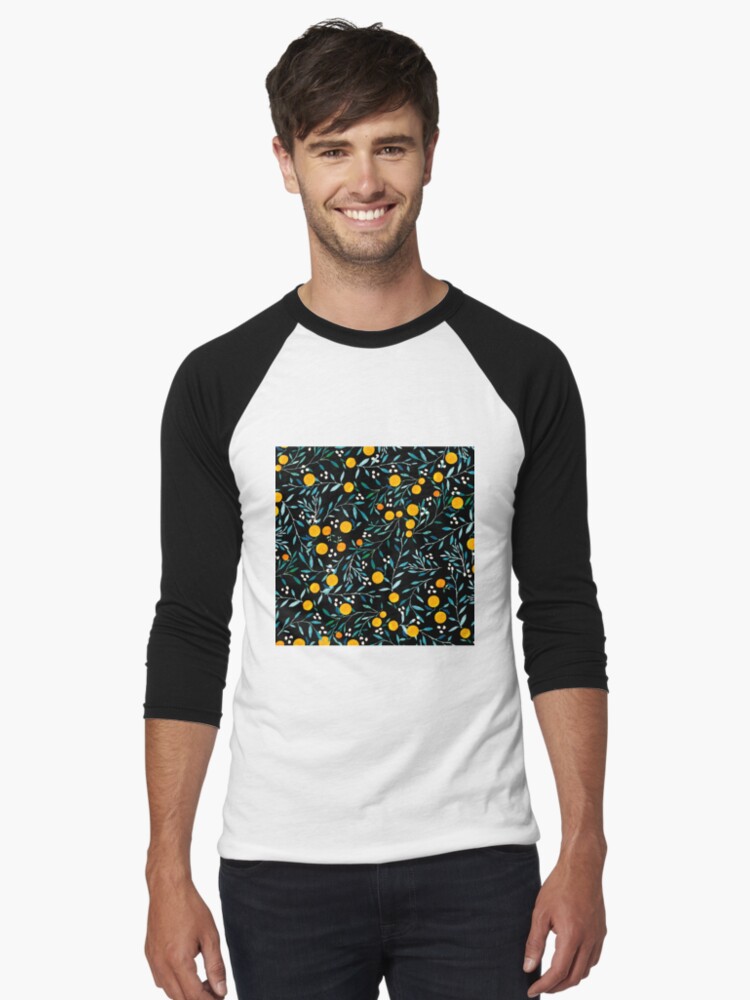 Thumbnail 1 of 3, Baseball ¾ Sleeve T-Shirt, Oranges on Black designed and sold by artiisan.