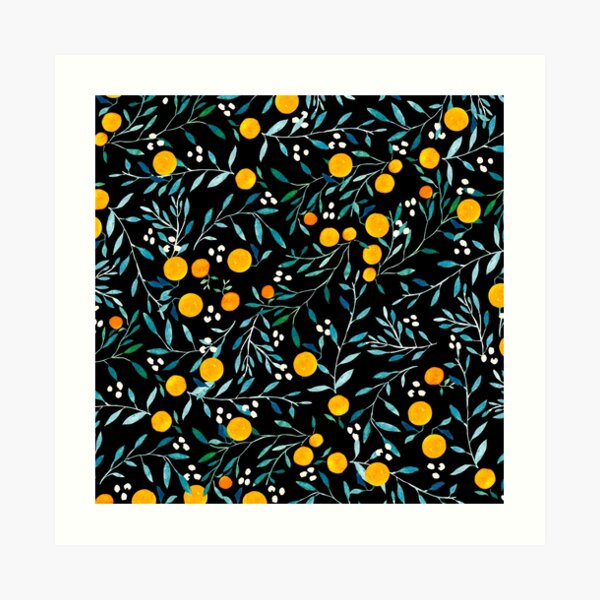 Oranges on Black Art Print