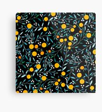 Oranges on Black Metal Print