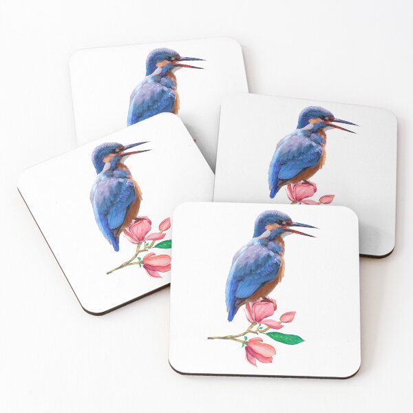 Item preview, Watercolor Kingfisher With Flowers designed and sold by virillanissa.