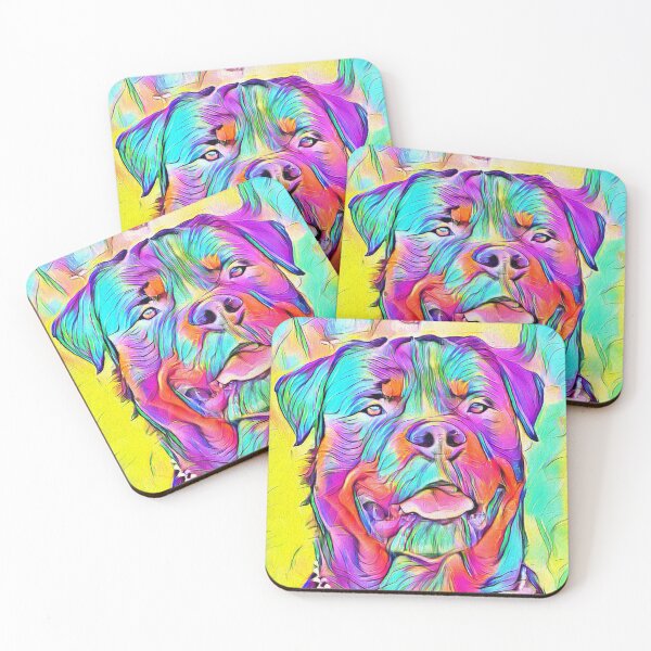 Item preview, Colorful Rottweiler dog portrait - digital painting designed and sold by NickoPrints.
