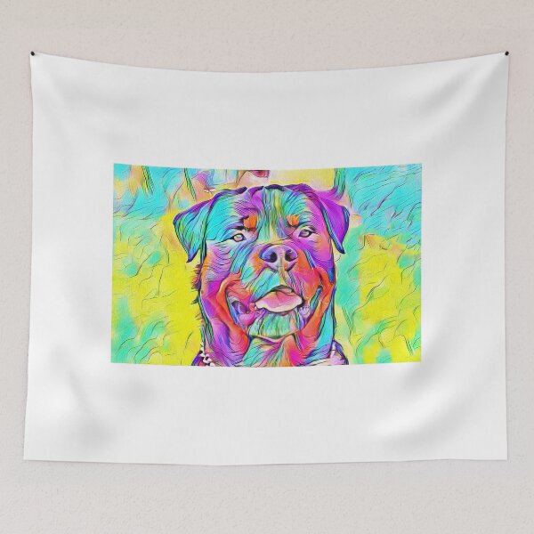 Item preview, Colorful Rottweiler dog portrait - digital painting designed and sold by NickoPrints.