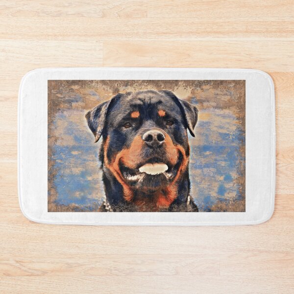 Item preview, Rottweiler dog portrait - impasto oil painting designed and sold by NickoPrints.