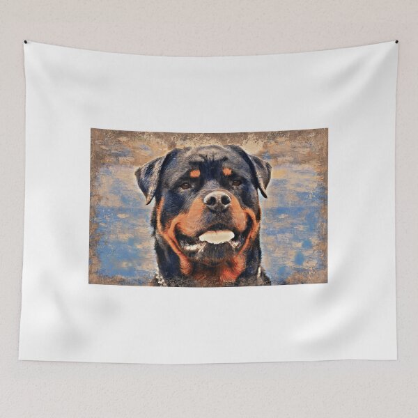 Item preview, Rottweiler dog portrait - impasto oil painting designed and sold by NickoPrints.