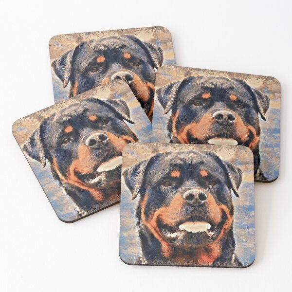 Item preview, Rottweiler dog portrait - impasto oil painting designed and sold by NickoPrints.