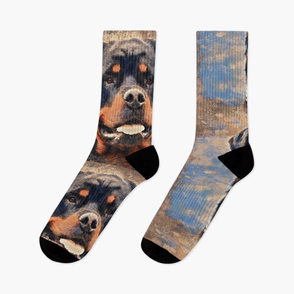 Item preview, Rottweiler dog portrait - impasto oil painting designed and sold by NickoPrints.
