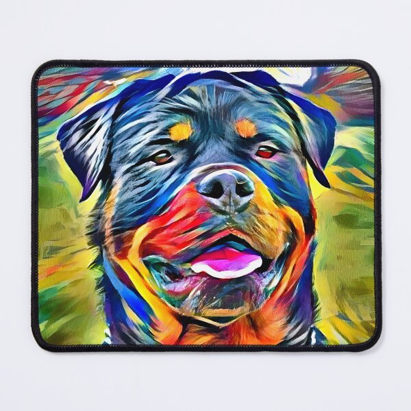 Item preview, High contrast colorful Rottweiler dog portrait - digital painting designed and sold by NickoPrints.