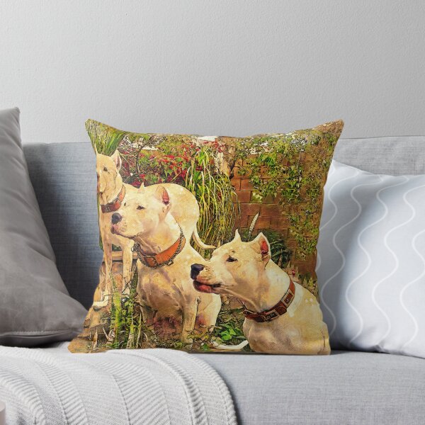 Item preview, Four Dogos Argentinos waiting for food - digital painting designed and sold by NickoPrints.