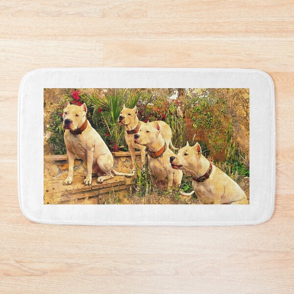 Item preview, Four Dogos Argentinos waiting for food - digital painting designed and sold by NickoPrints.