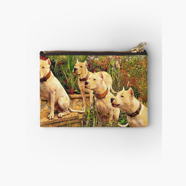 Item preview, Four Dogos Argentinos waiting for food - digital painting designed and sold by NickoPrints.