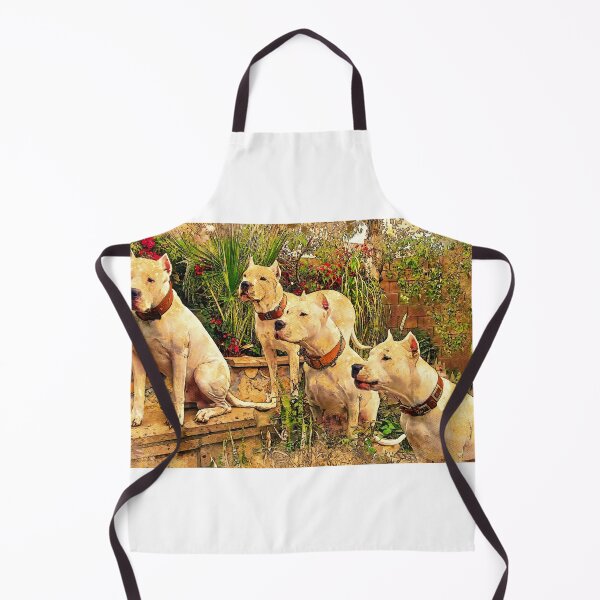 Item preview, Four Dogos Argentinos waiting for food - digital painting designed and sold by NickoPrints.