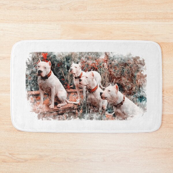 Item preview, Four Dogos Argentinos waiting for food - ink and watercolor designed and sold by NickoPrints.