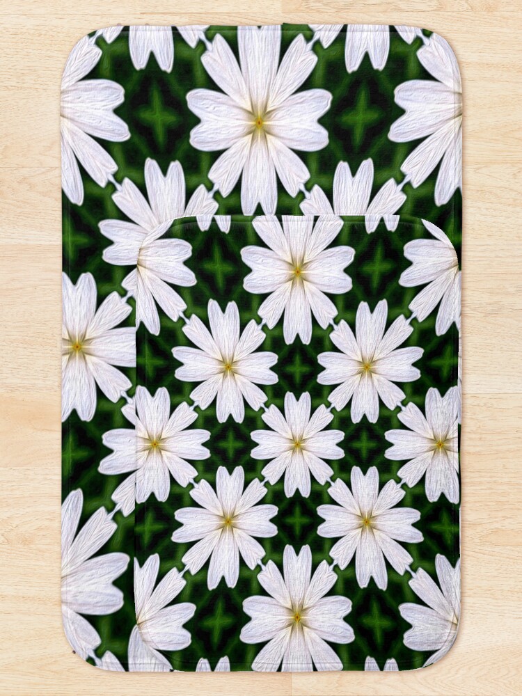 Thumbnail 5 of 6, Bath Mat, White Marguerite Pattern designed and sold by Patternflower.
