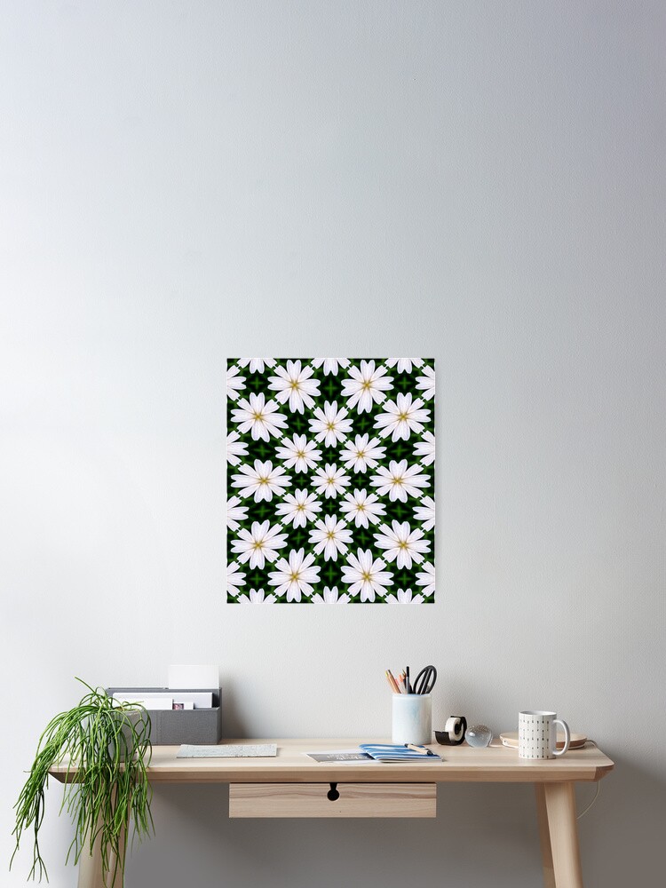 Thumbnail 2 of 3, Poster, White Marguerite Pattern designed and sold by Patternflower.