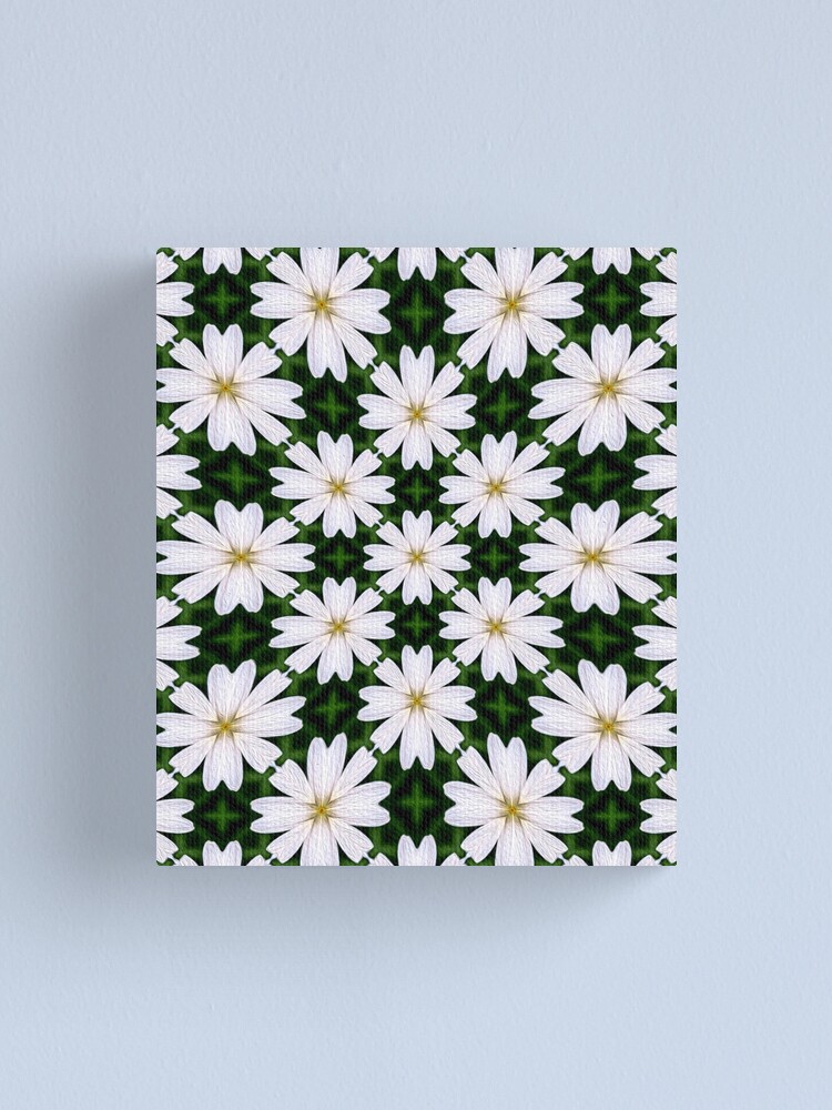 Thumbnail 1 of 3, Canvas Print, White Marguerite Pattern designed and sold by Patternflower.