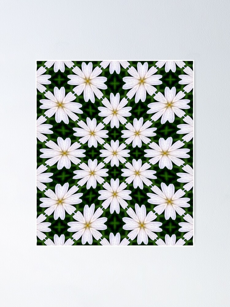 Thumbnail 1 of 3, Poster, White Marguerite Pattern designed and sold by Patternflower.