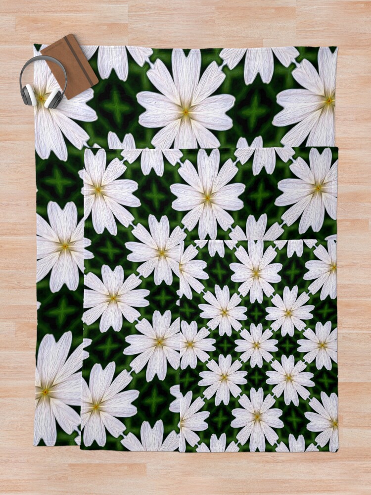 Thumbnail 5 of 6, Throw Blanket, White Marguerite Pattern designed and sold by Patternflower.