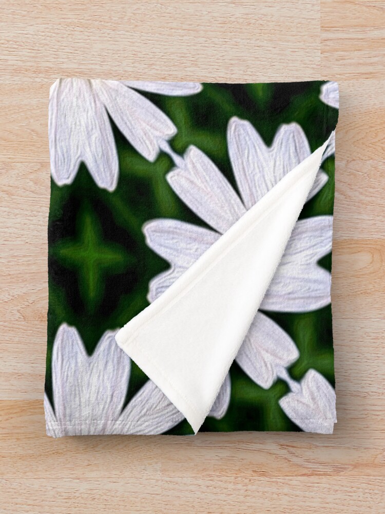Thumbnail 3 of 6, Throw Blanket, White Marguerite Pattern designed and sold by Patternflower.