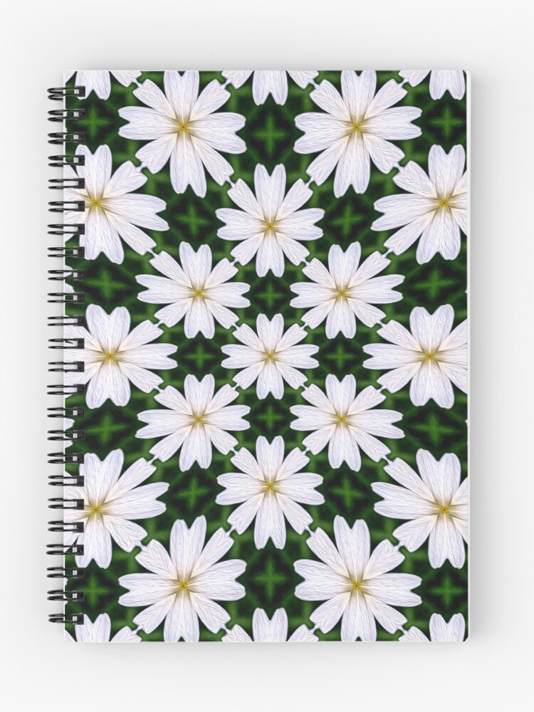Thumbnail 1 of 3, Journal, White Marguerite Pattern designed and sold by Patternflower.