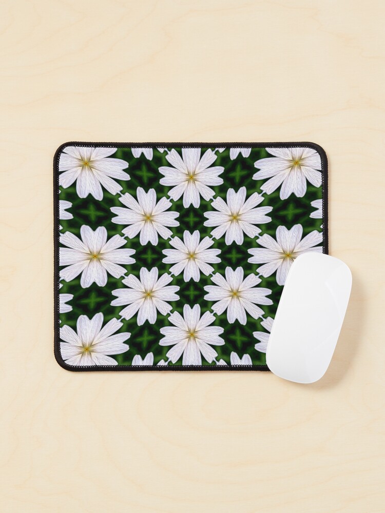 Thumbnail 1 of 5, Mouse Pad, White Marguerite Pattern designed and sold by Patternflower.