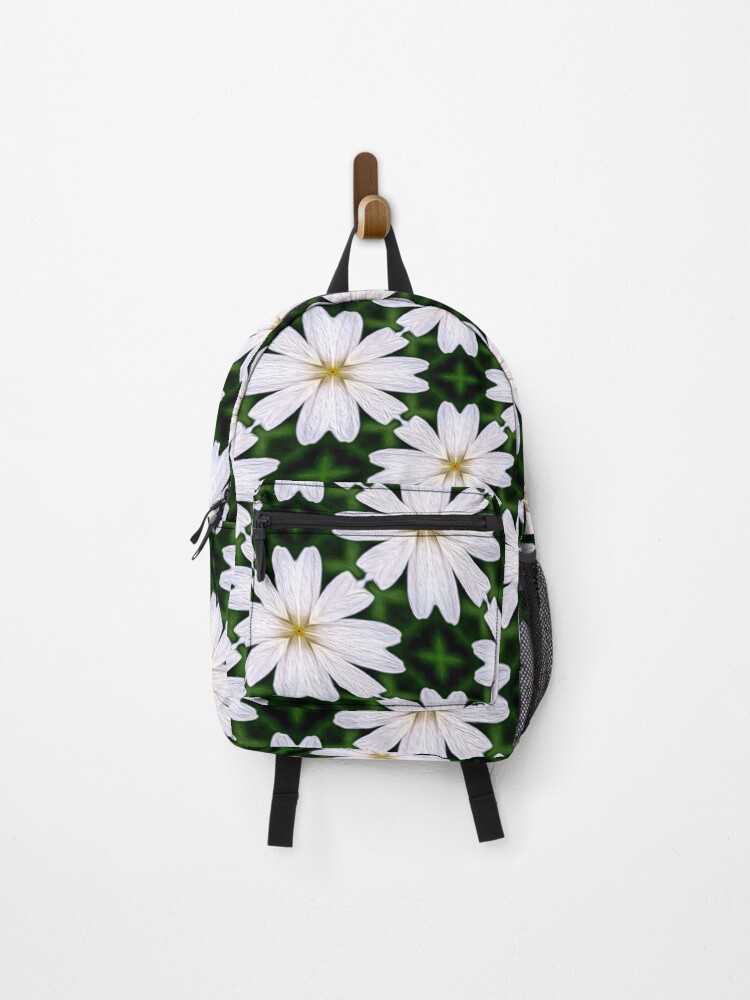 Thumbnail 1 of 3, Backpack, White Marguerite Pattern designed and sold by Patternflower.